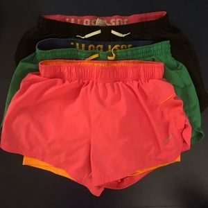 3 pairs of shorts with spandex liners
